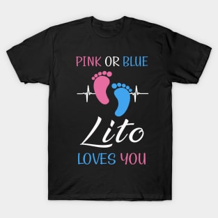 Pink or Blue Lito Loves You Mexican or Spanish Grandpa Heartbeat T-Shirt